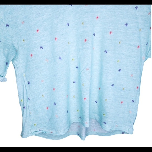 KIZ Butterfly Dainty Print Crop Tee/Top With Scoop Neck Mint Green Size Small - Picture 5 of 8